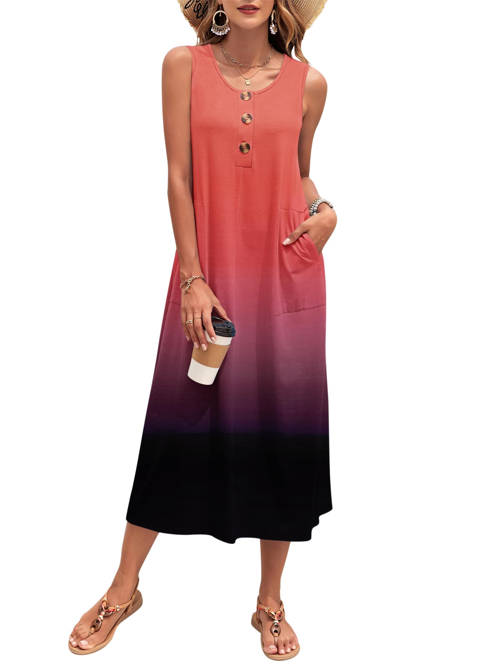 aofany gradient maxi dress