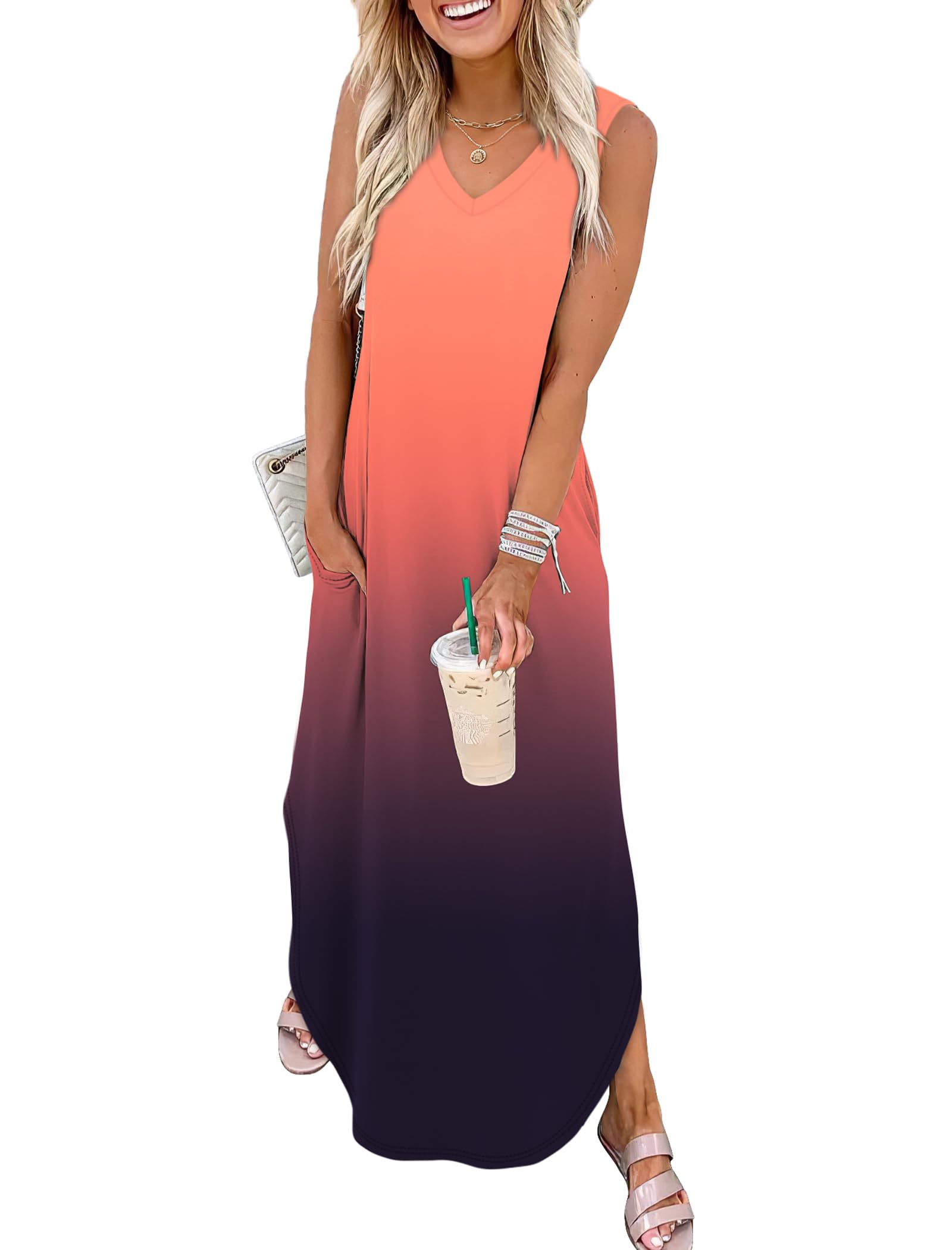 aofany gradient maxi dress
